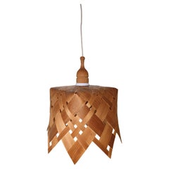 Vintage Scandinavian Swedish modern Wood pine lamp handmade 1970s