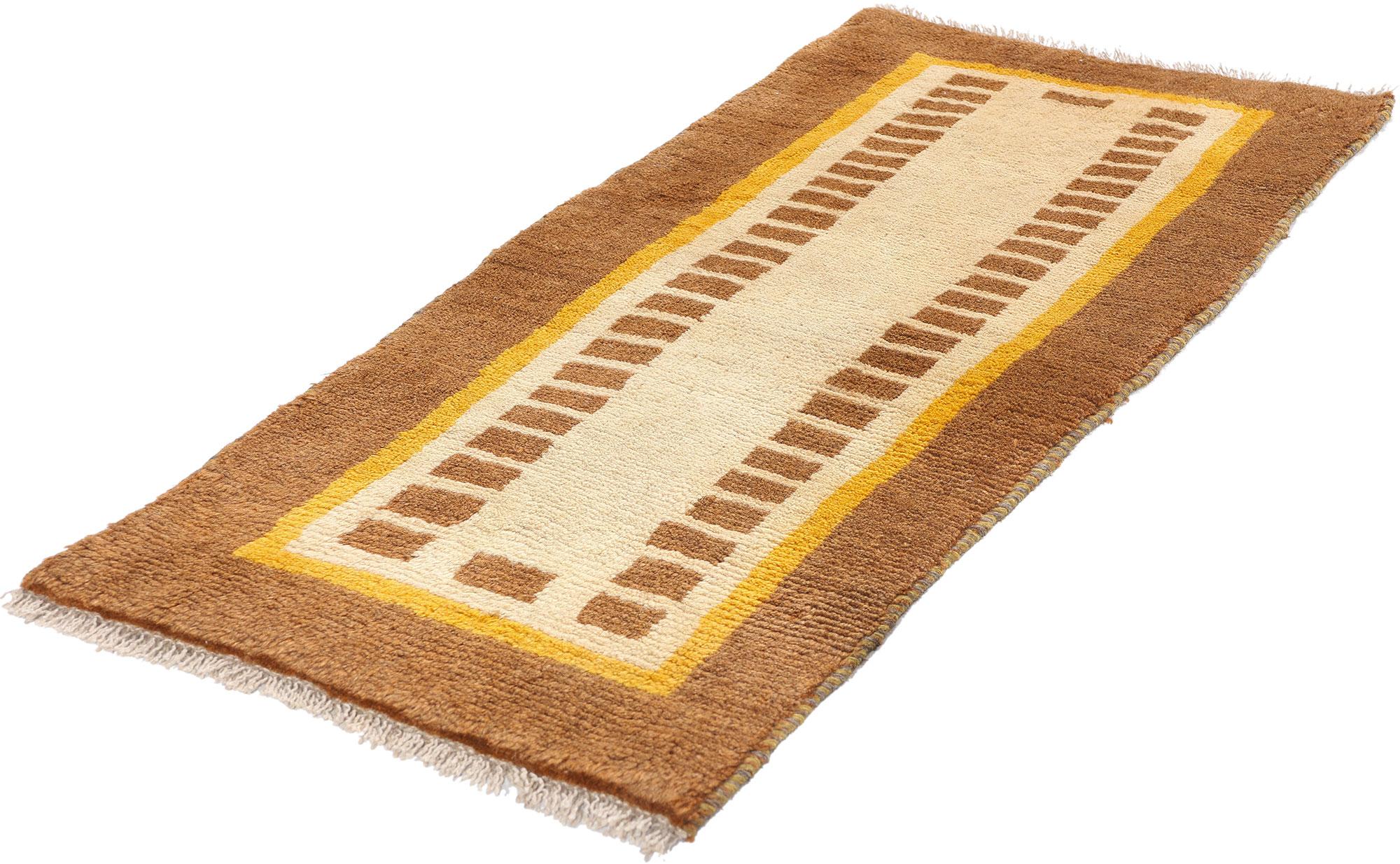 79011 Vintage Swedish Scandinavian Rya Rug Runner, 01'07 x 03'07. This charming vintage Swedish rya rug runner is a testament to the Scandinavian design ethos of marrying functionality with understated beauty. Hand-knotted from fine wool, the rya