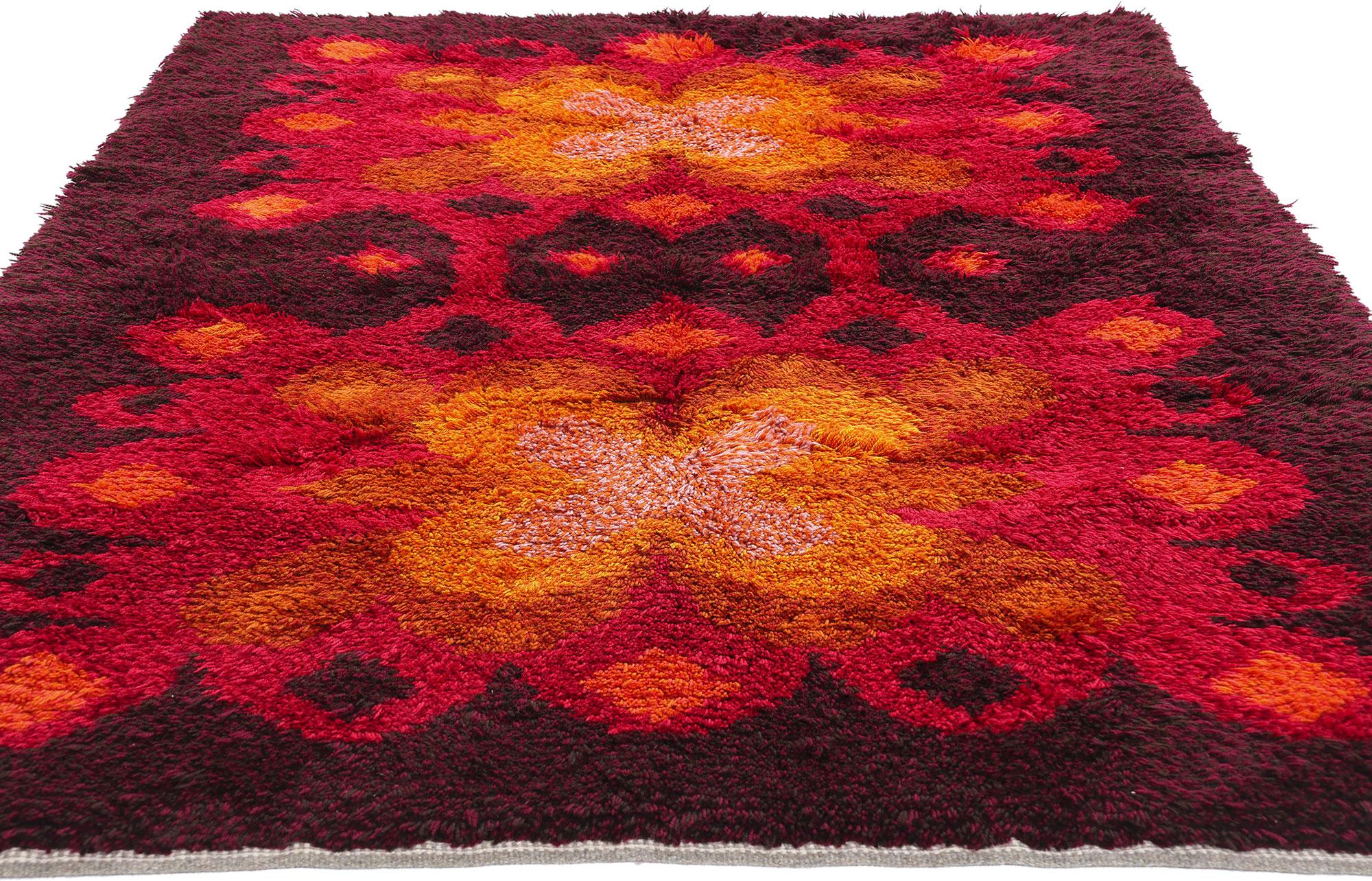 Aesthetic Movement 1950's Scandinavian Swedish Rya Carpet with Modern Nordic Style For Sale