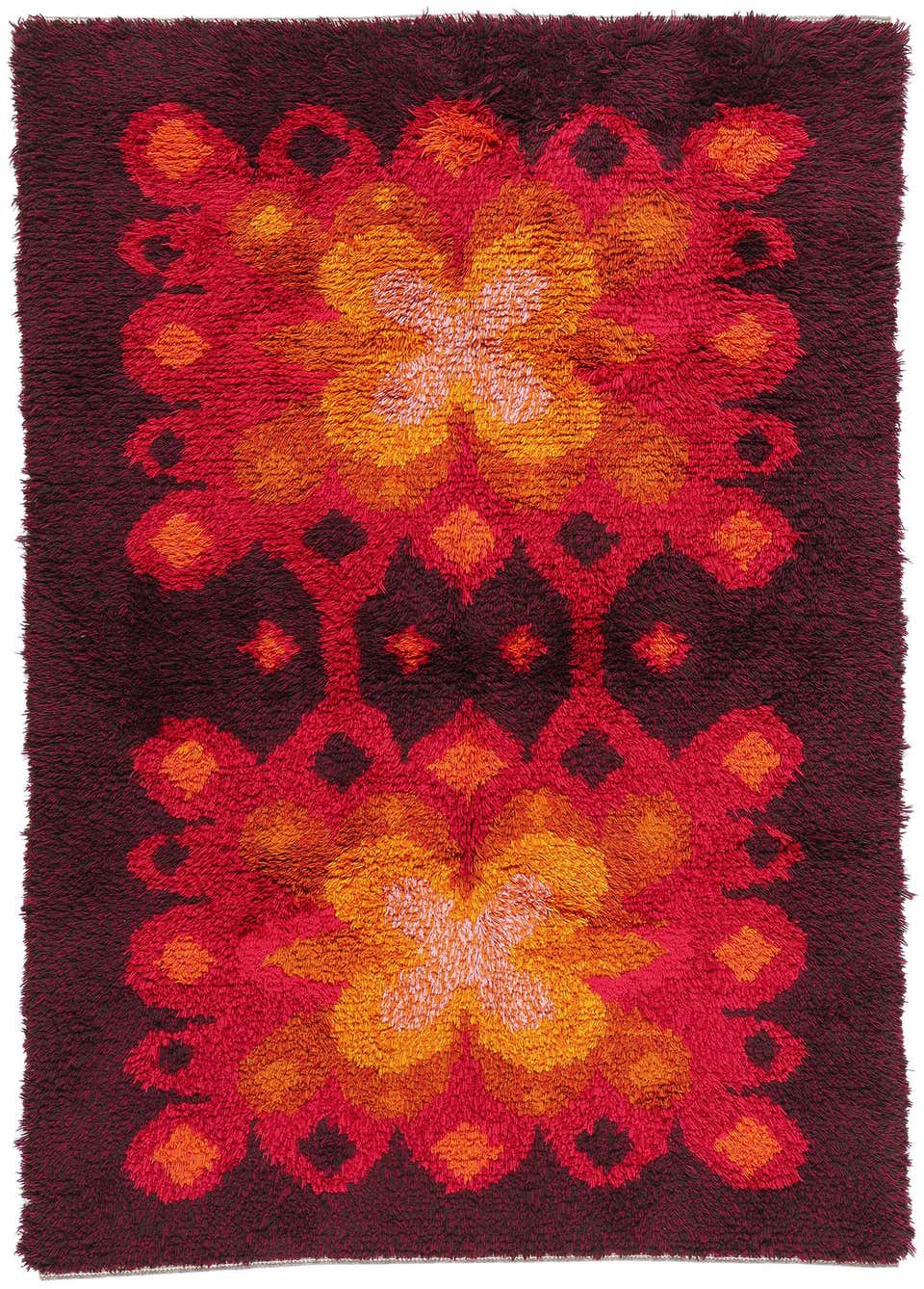 Vintage Scandinavian Swedish Rya Carpet, 05'10 x 08'00 For Sale at 1stDibs