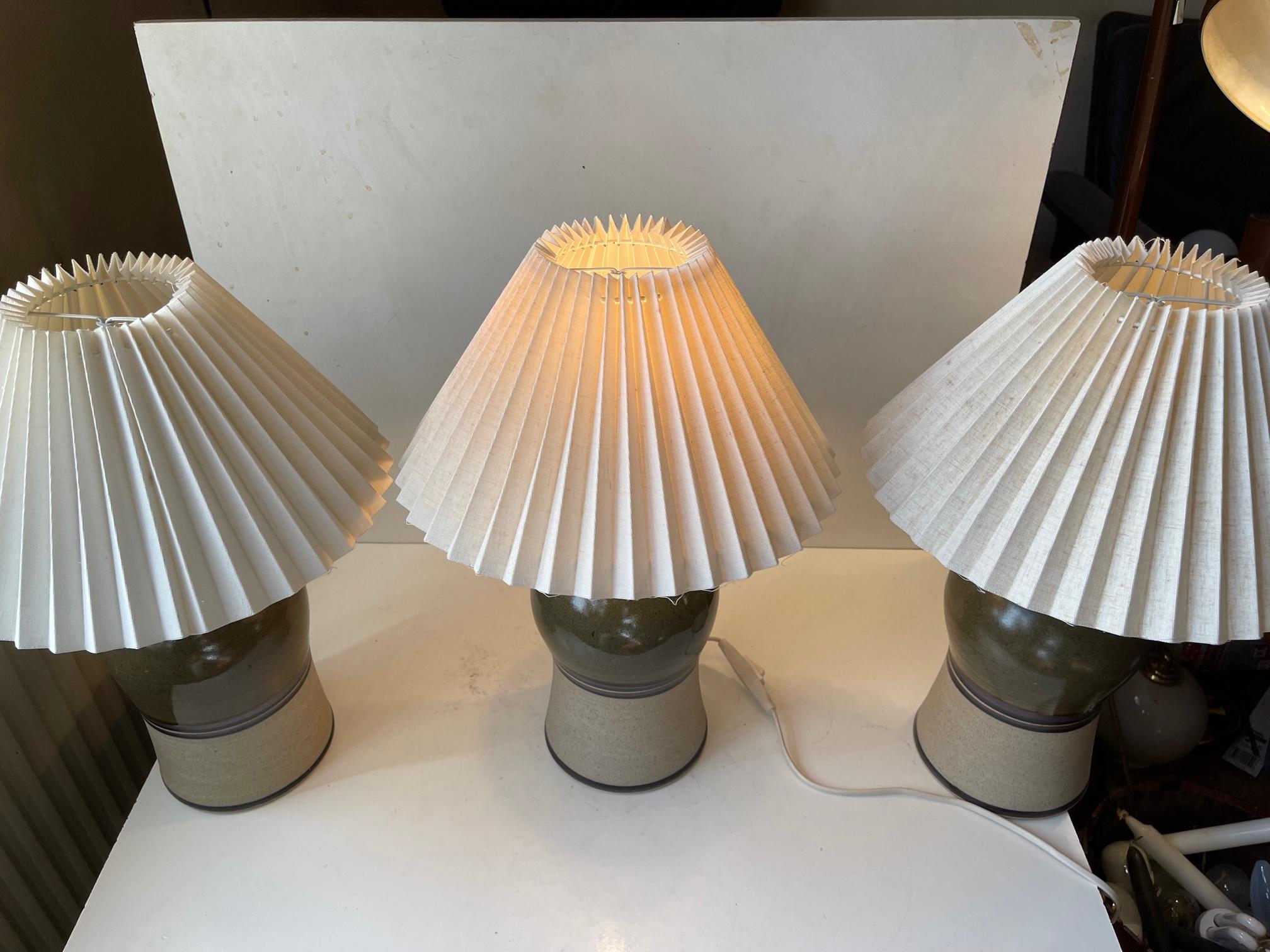 Vintage Scandinavian Table Lamps Glazed with Stripes, Set of 3 For Sale 2