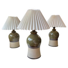 Vintage Scandinavian Table Lamps Glazed with Stripes, Set of 3