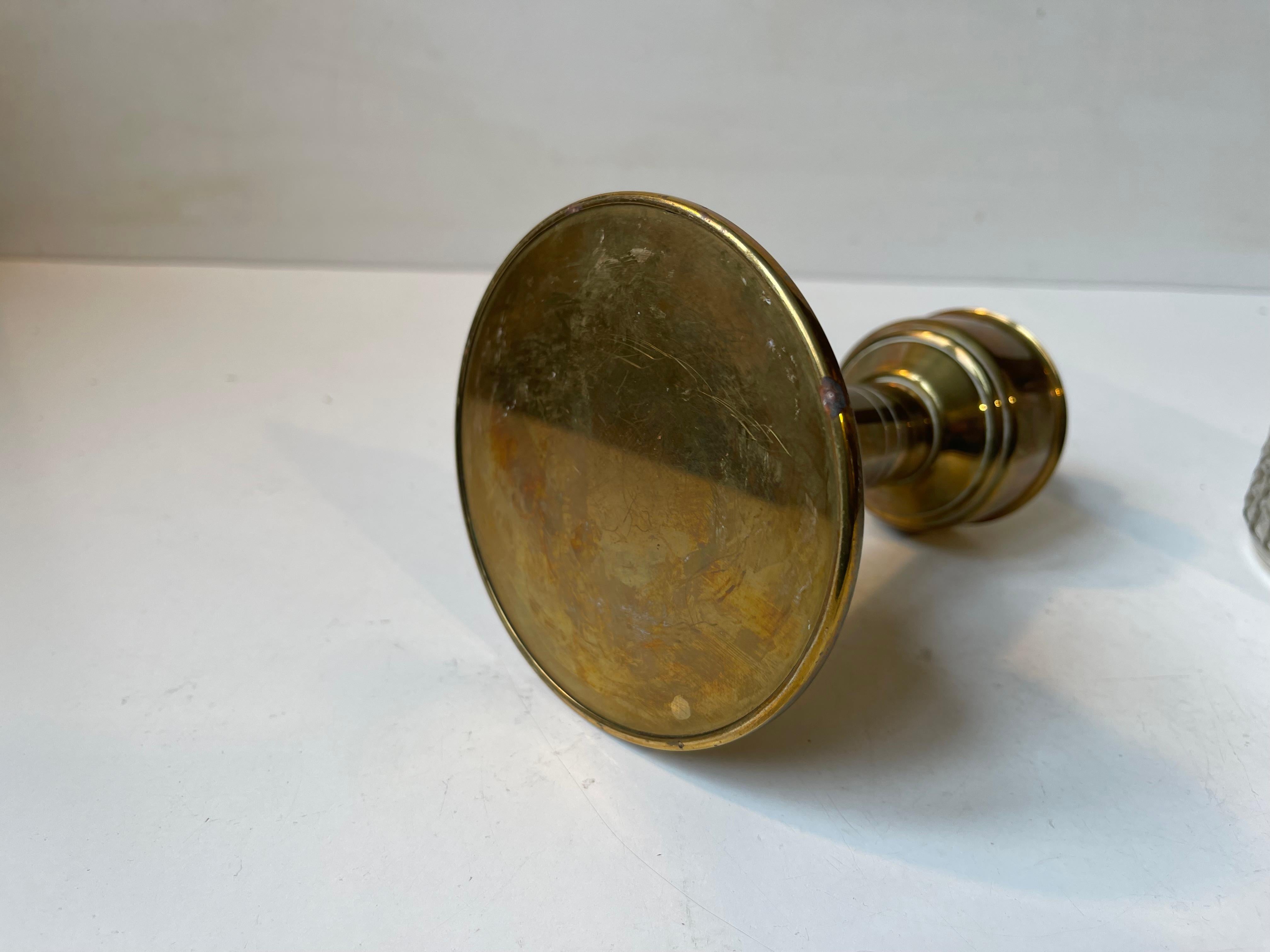 Vintage Scandinavian Table Oil Lamp in Brass & Diamond Glass, 1970s For Sale 1