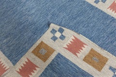 Vintage Scandinavian Tan Flatweave Rug By Birgitta Söderkvist Signed Bs