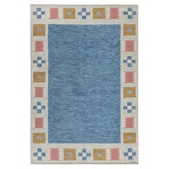 Vintage Scandinavian Tan Flatweave Rug By Birgitta Söderkvist Signed Bs