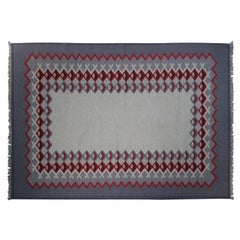 VINTAGE Skandinavischer Wandteppich Flachgewebter Europäischer Kilim-Teppich 6x9