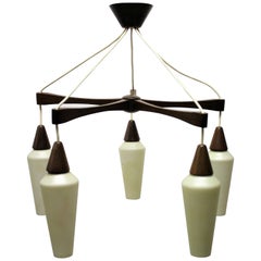 Vintage Scandinavian Teak Chandelier, 1960s