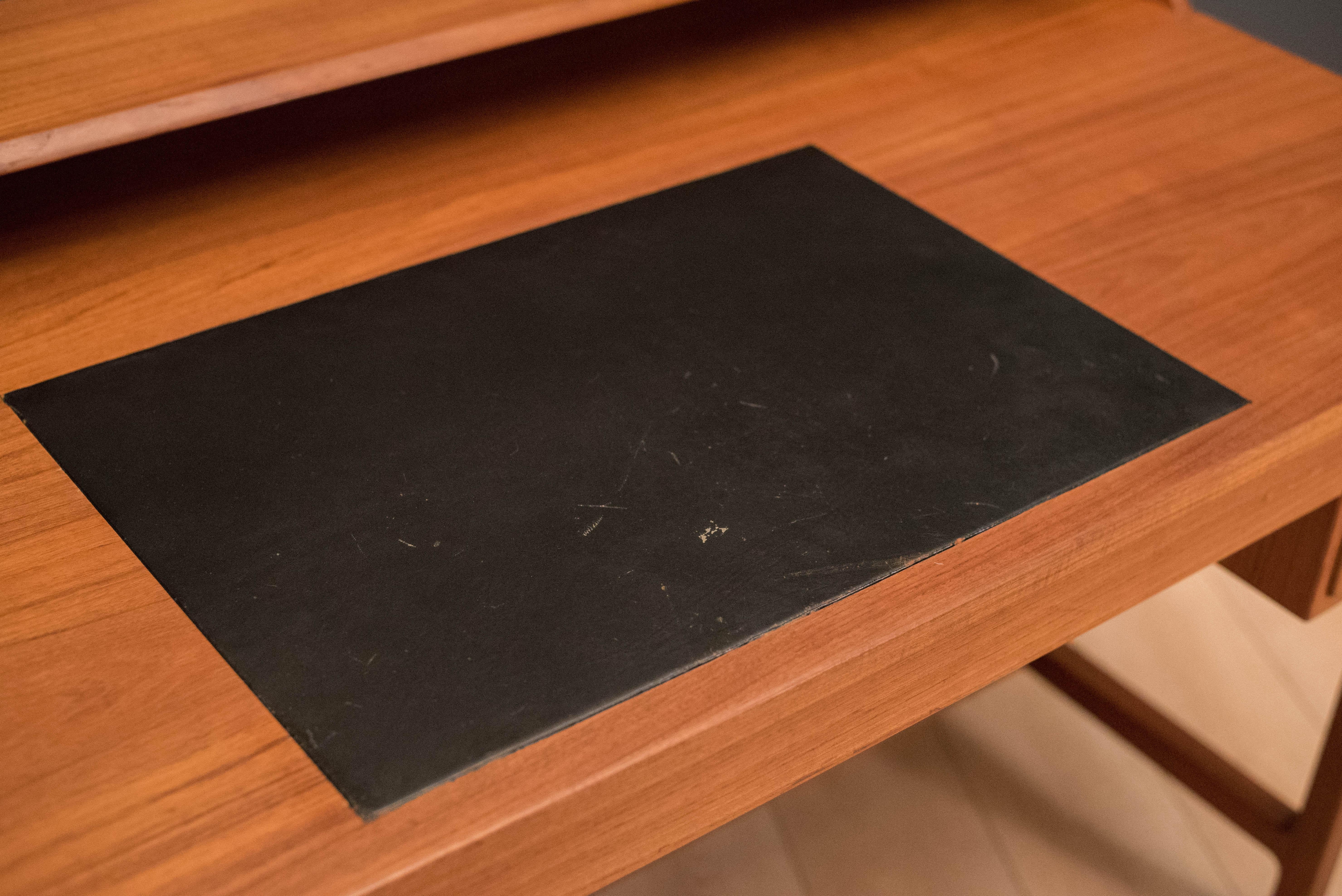 Vintage Scandinavian Teak Desk with Leather Writing Top 1