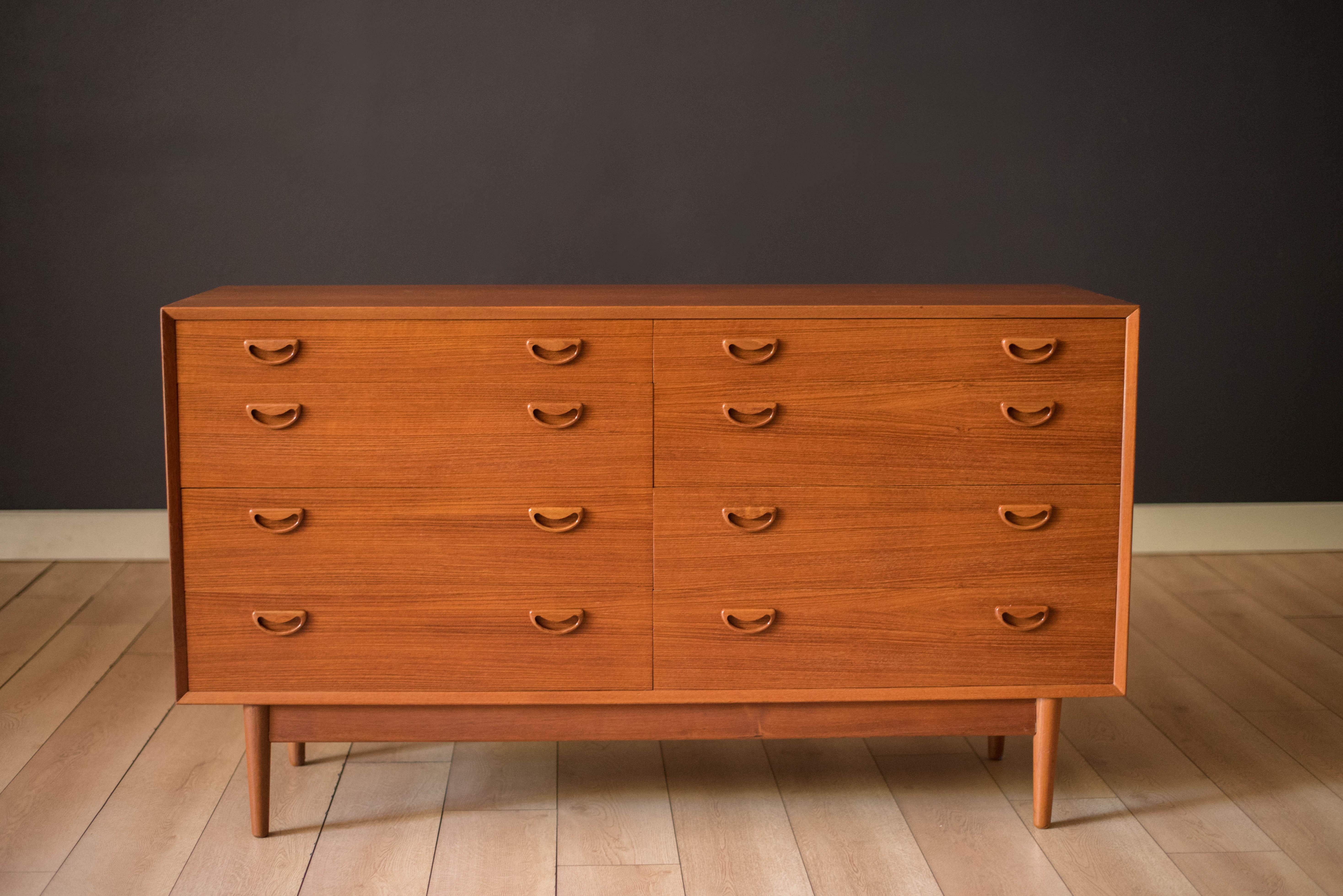 Scandinavian Modern Vintage Scandinavian Teak Eight Drawer Double Dresser