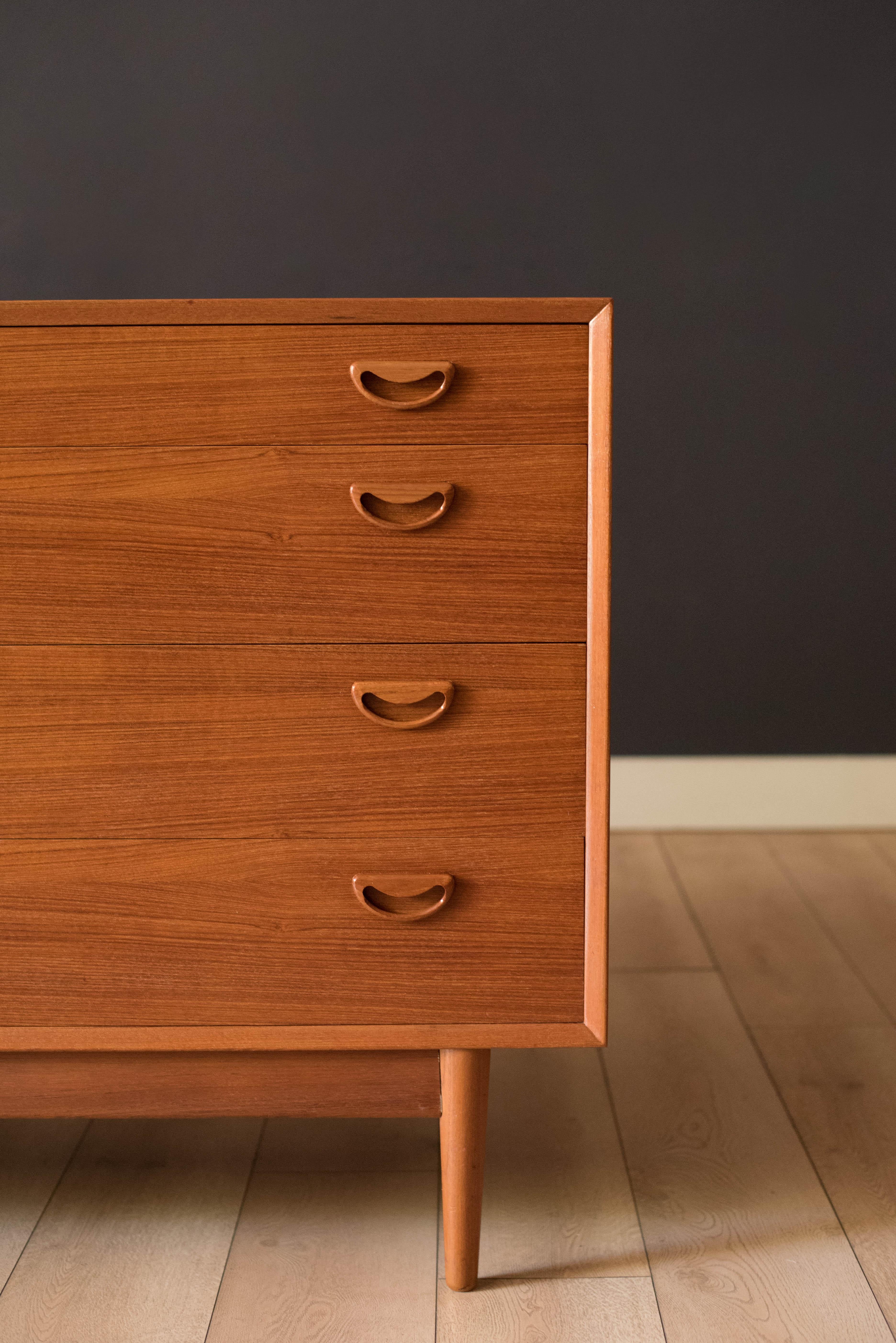 European Vintage Scandinavian Teak Eight Drawer Double Dresser