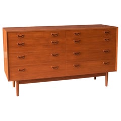 Vintage Scandinavian Teak Eight Drawer Double Dresser