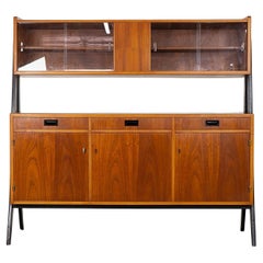 Vintage Scandinavian Teak & Glass Double Decker Sideboard