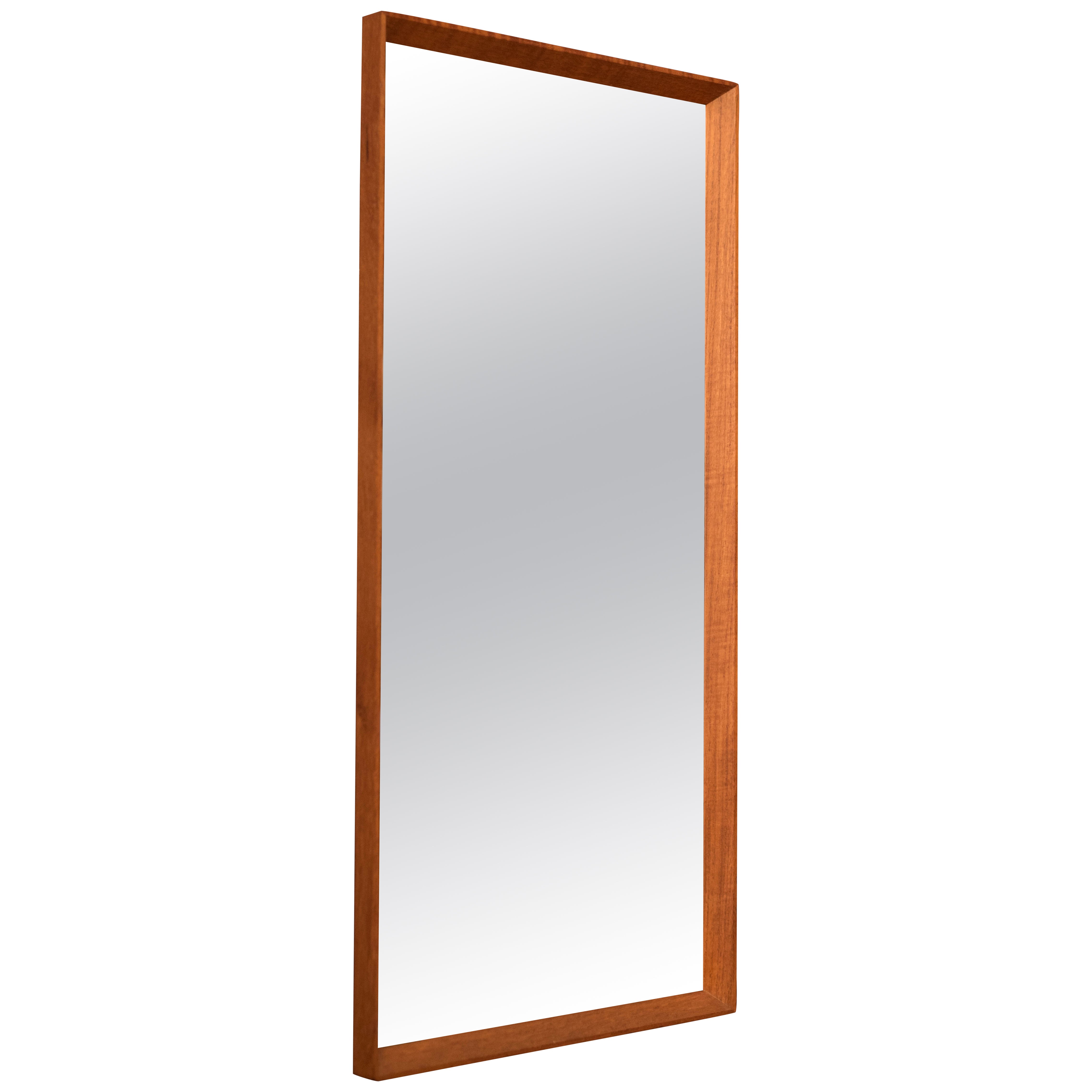 Vintage Scandinavian Teak Hanging Wall Mirror