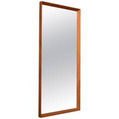 Vintage Scandinavian Teak Hanging Wall Mirror