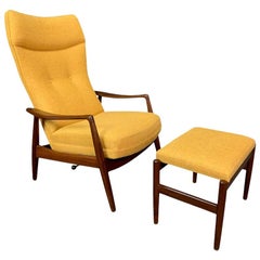 Vintage Scandinavian Teak "Tove" Lounge Chair and Ottoman by Madsen & Schubell