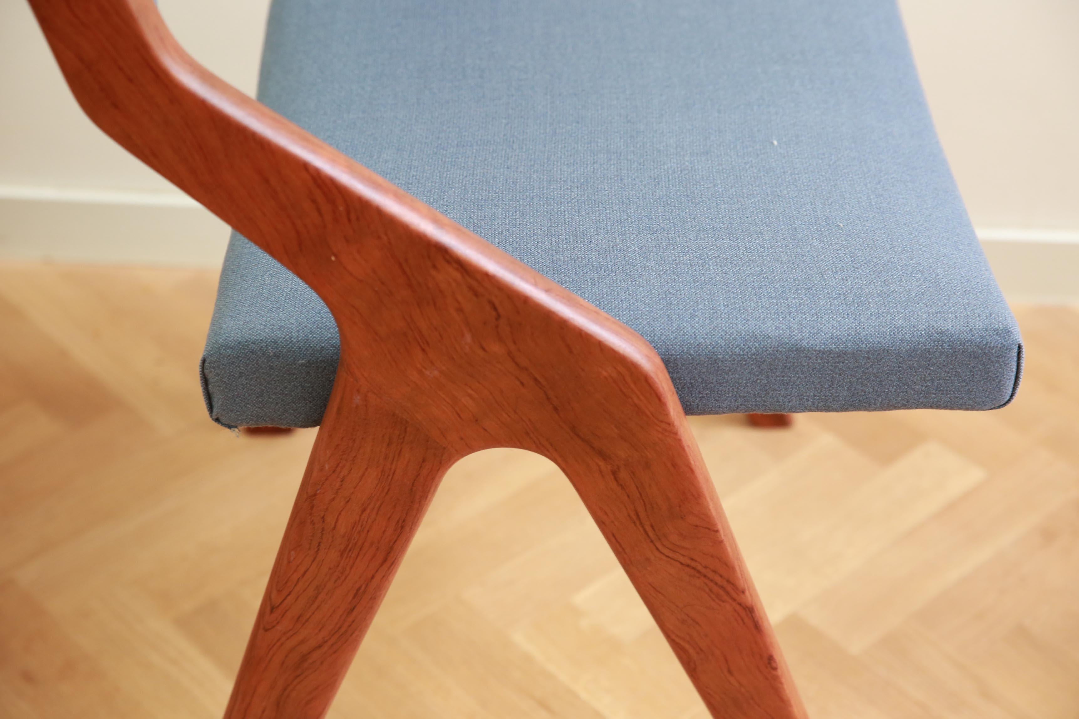 Fabric Vintage Scandinavian Teak Wooden Dining Chairs, 1960s