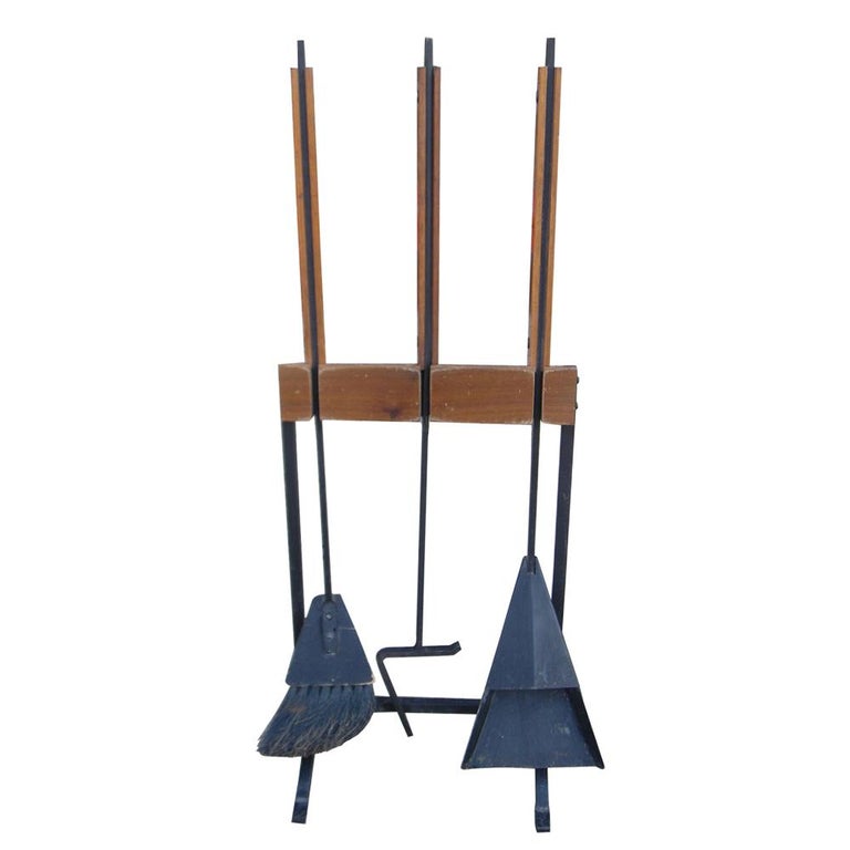 Vintage Scandinavian Teak Wrought Iron Fireplace Tools For At Vintage Scandinavian Teak Wrought Iron Fireplace Tools For