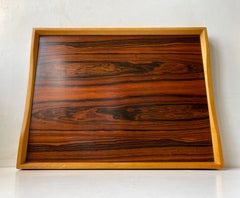 Vintage Scandinavian Turning Tray in Beech & Rosewood
