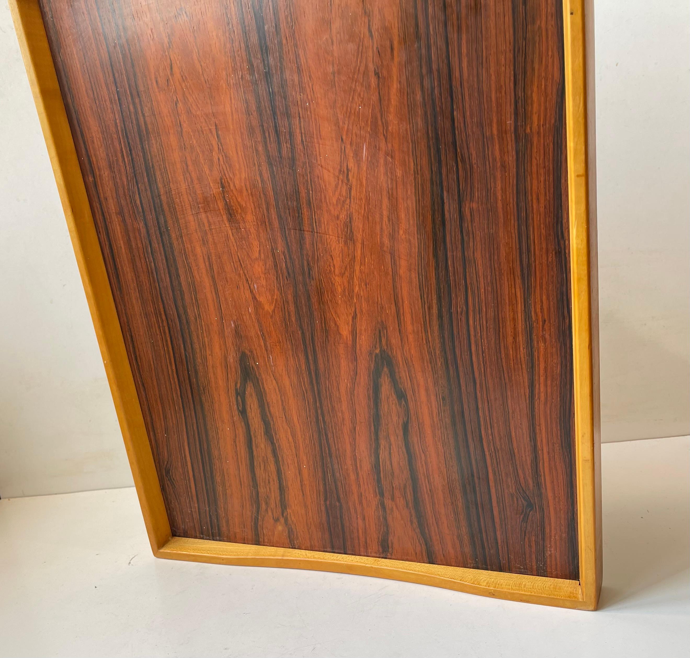 Late 20th Century Vintage Scandinavian Turning Tray in Beech & Rosewood For Sale