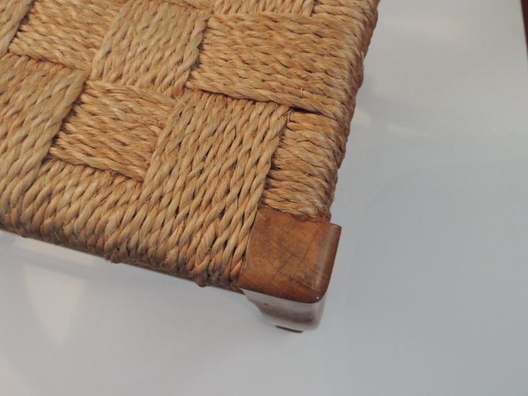 Vintage Scandinavian Twine Woven Seat Rectangular Stool at 1stDibs