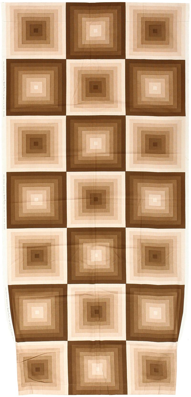 Scandinavian Modern Vintage Scandinavian Verner Panton Brown and Tan Quadrat Textile 4' x 8'7