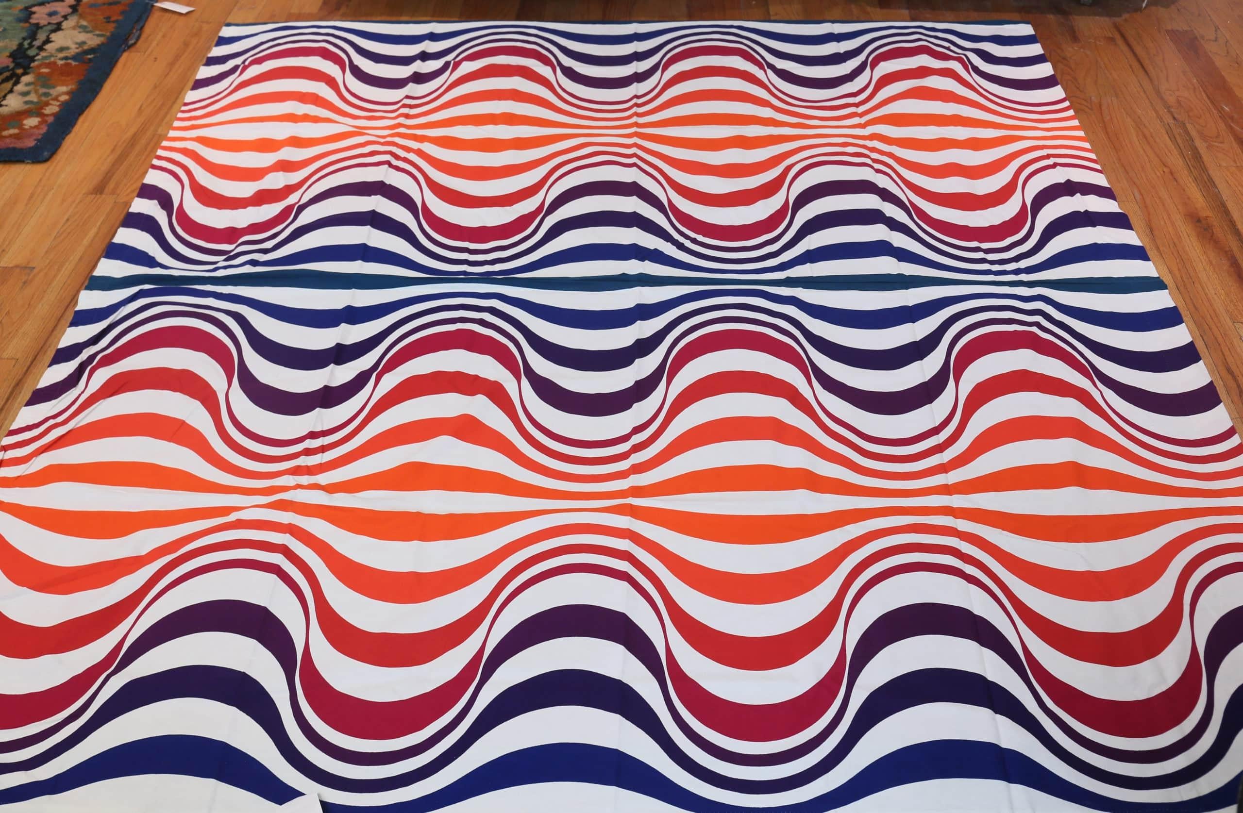 Linen Nazmiyal Vintage Scandinavian Verner Panton Textile.7 ft 9 in x 7 ft 9 in For Sale