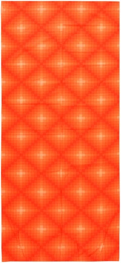 Vintage Scandinavian Verner Panton Orange Color Checkers II Textile 3'8" x 3'7"