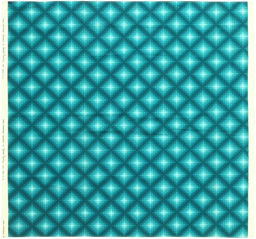 Danish Vintage Scandinavian Verner Panton Teal Color “checkers II” Textile 4' x 4' For Sale