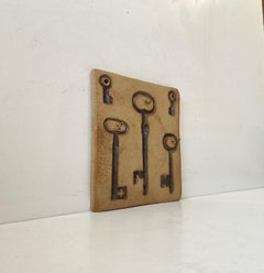 Vintage Scandinavian Wall Mounted Key Holde in Stoneware, 1970s