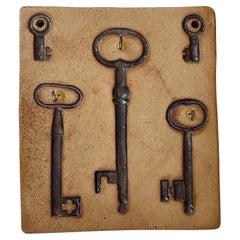 Vintage Scandinavian Wall Mounted Key Holde in Stoneware, 1970s