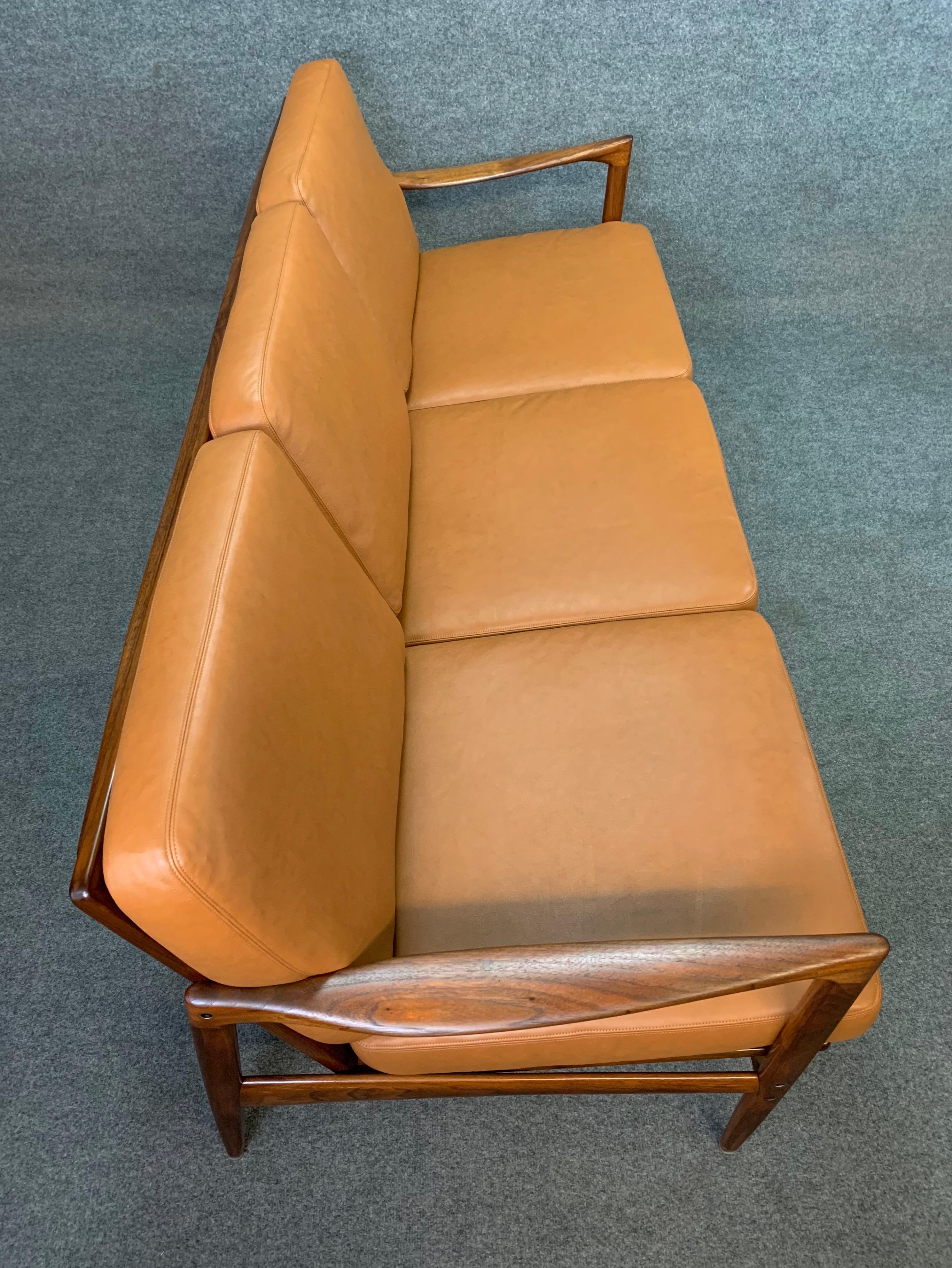 Swedish Vintage Scandinavian Walnut & Leather 