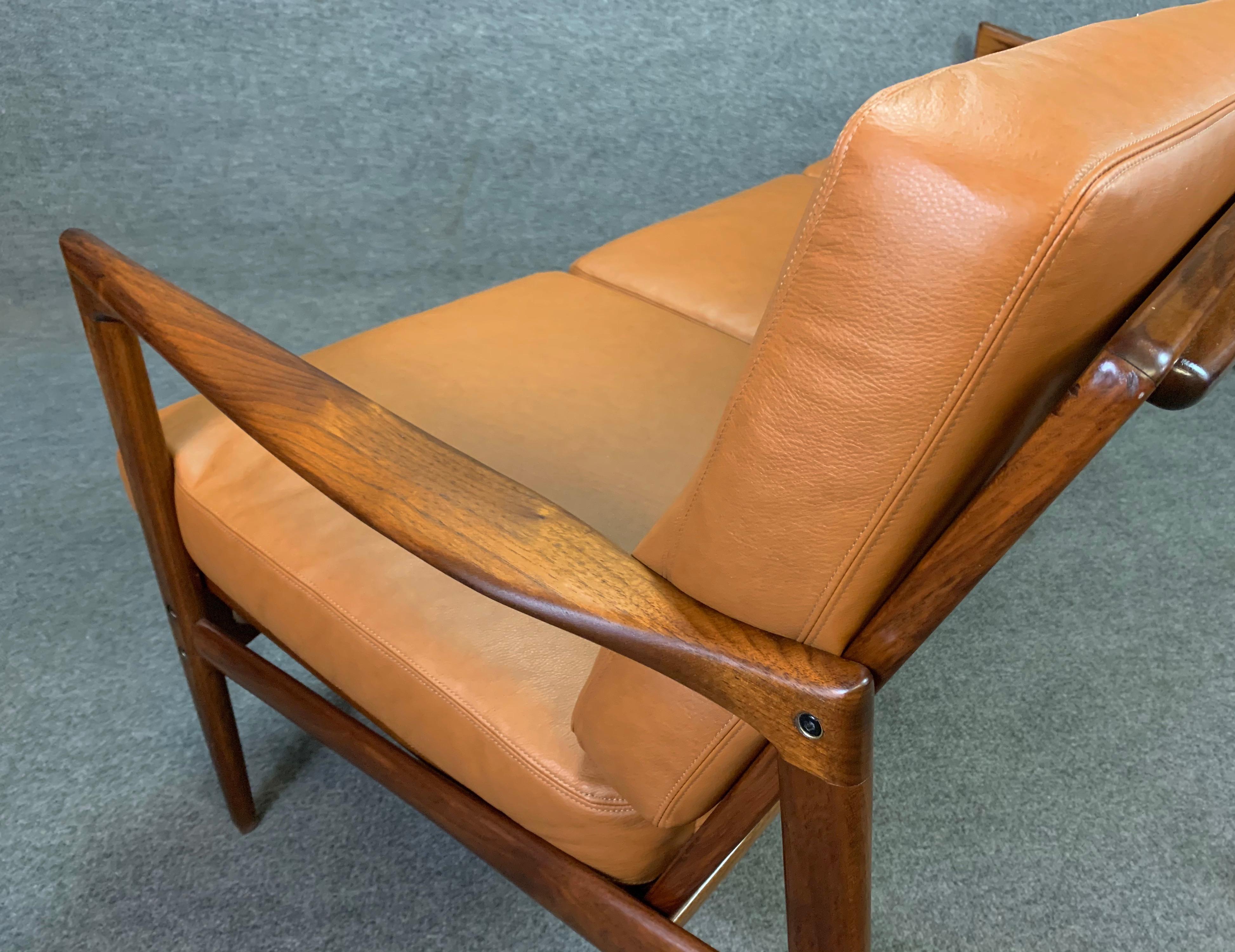 Vintage Scandinavian Walnut & Leather 