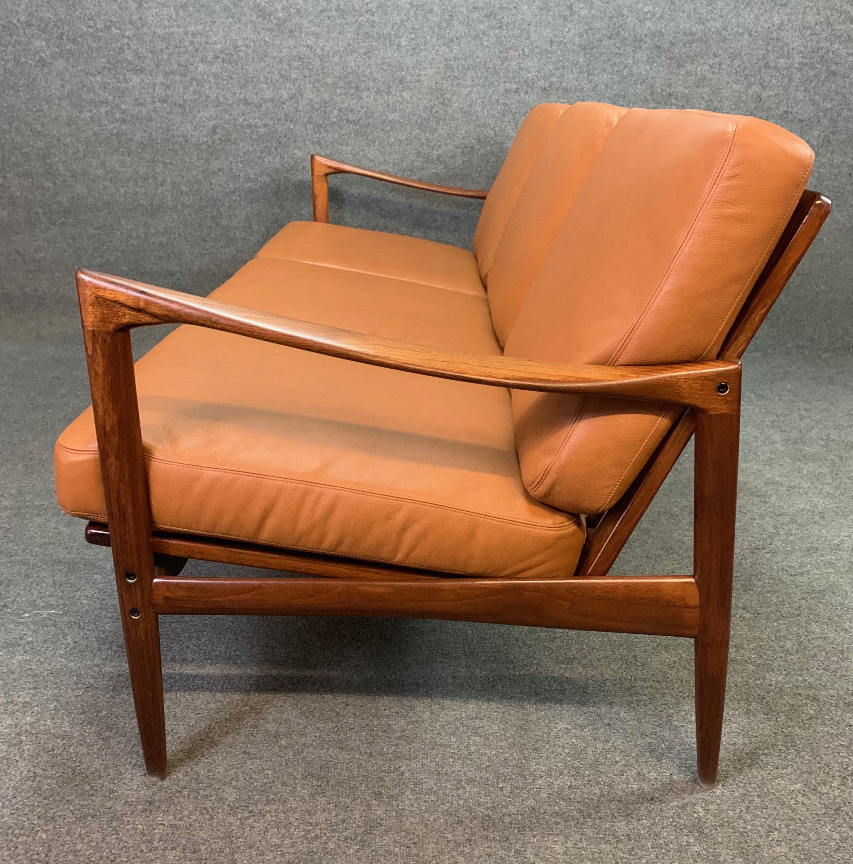 Vintage Scandinavian Walnut & Leather 