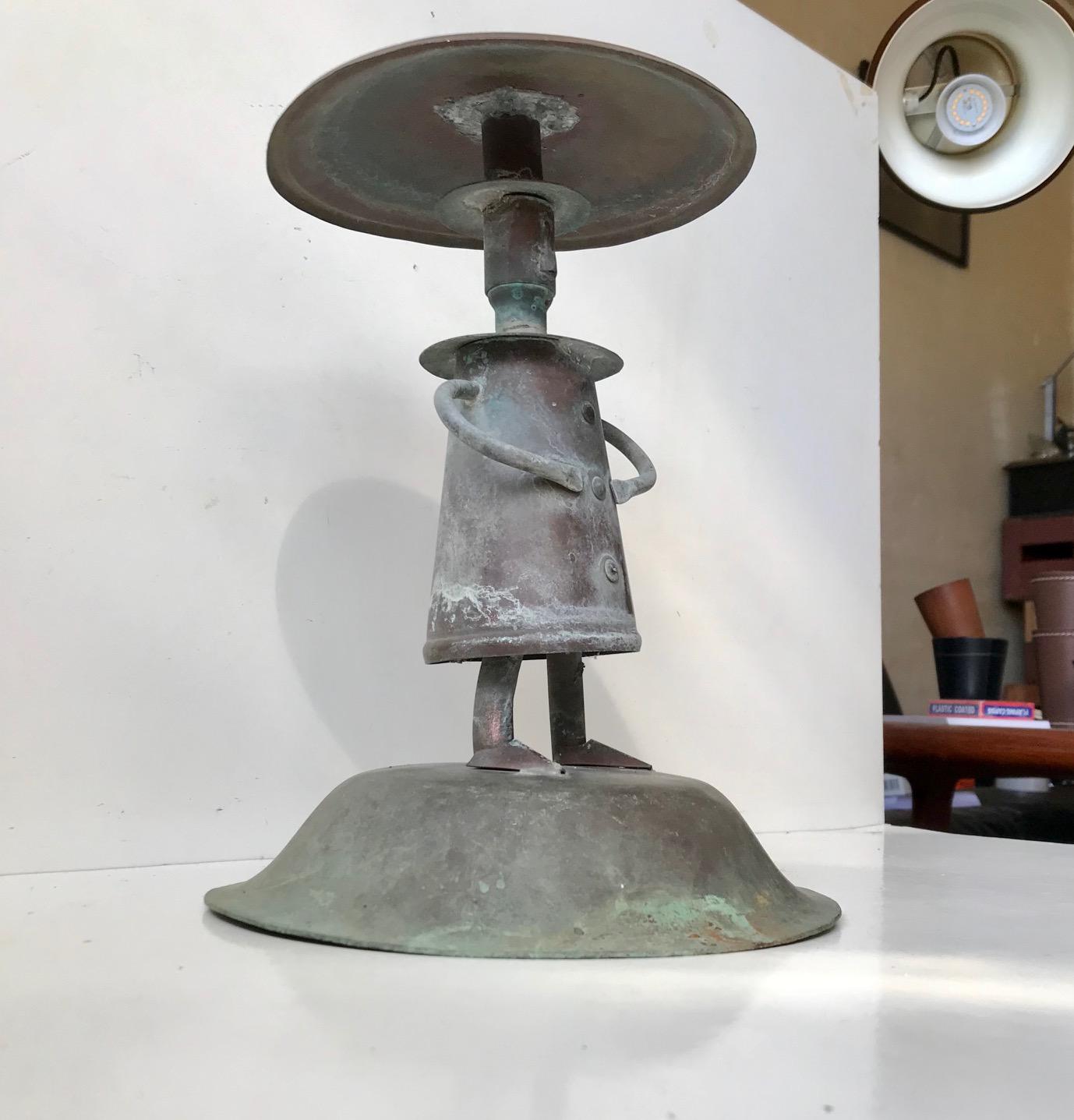 Vintage Scandinavian Water Fontaine Sculpture in Copper, 1970s In Fair Condition For Sale In Esbjerg, DK