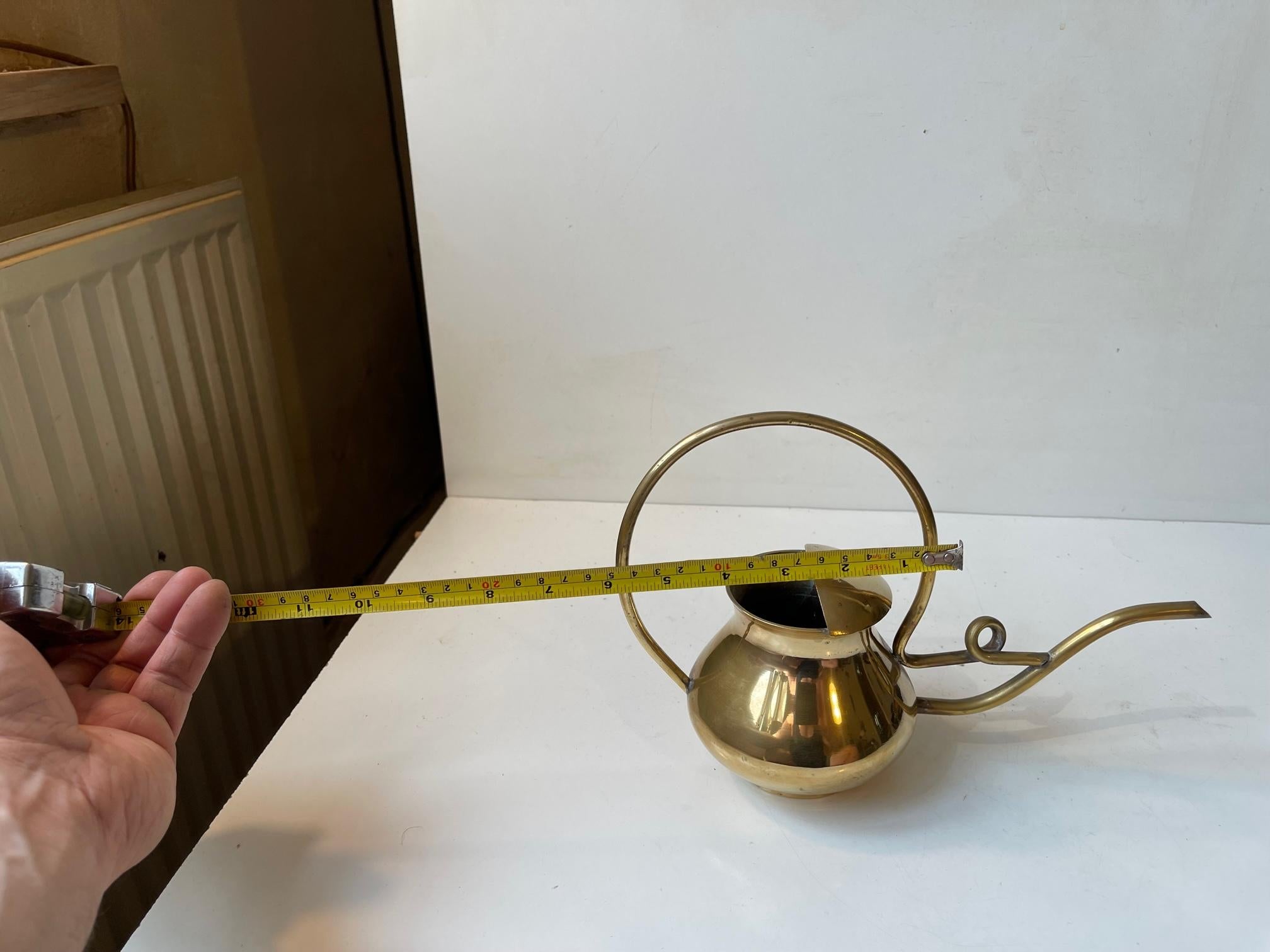Vintage Scandinavian Watering Can in Spiraling Brass For Sale 1