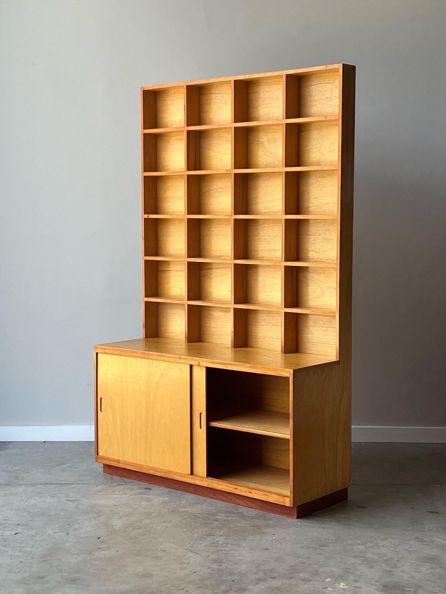 Mid-Century Modern Vintage Scandinavian Wood Shelf Display and Cabinet