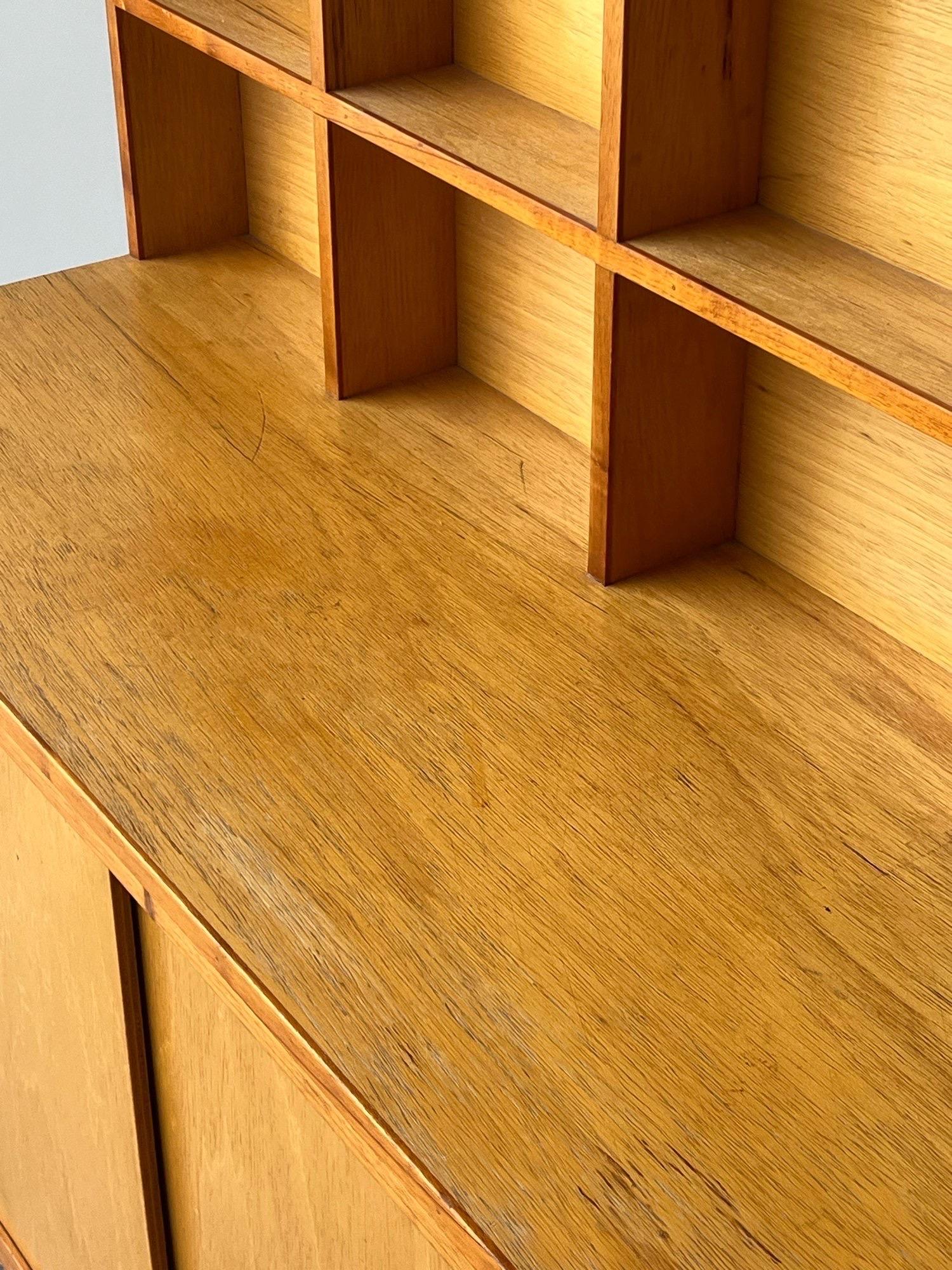Vintage Scandinavian Wood Shelf Display and Cabinet 1