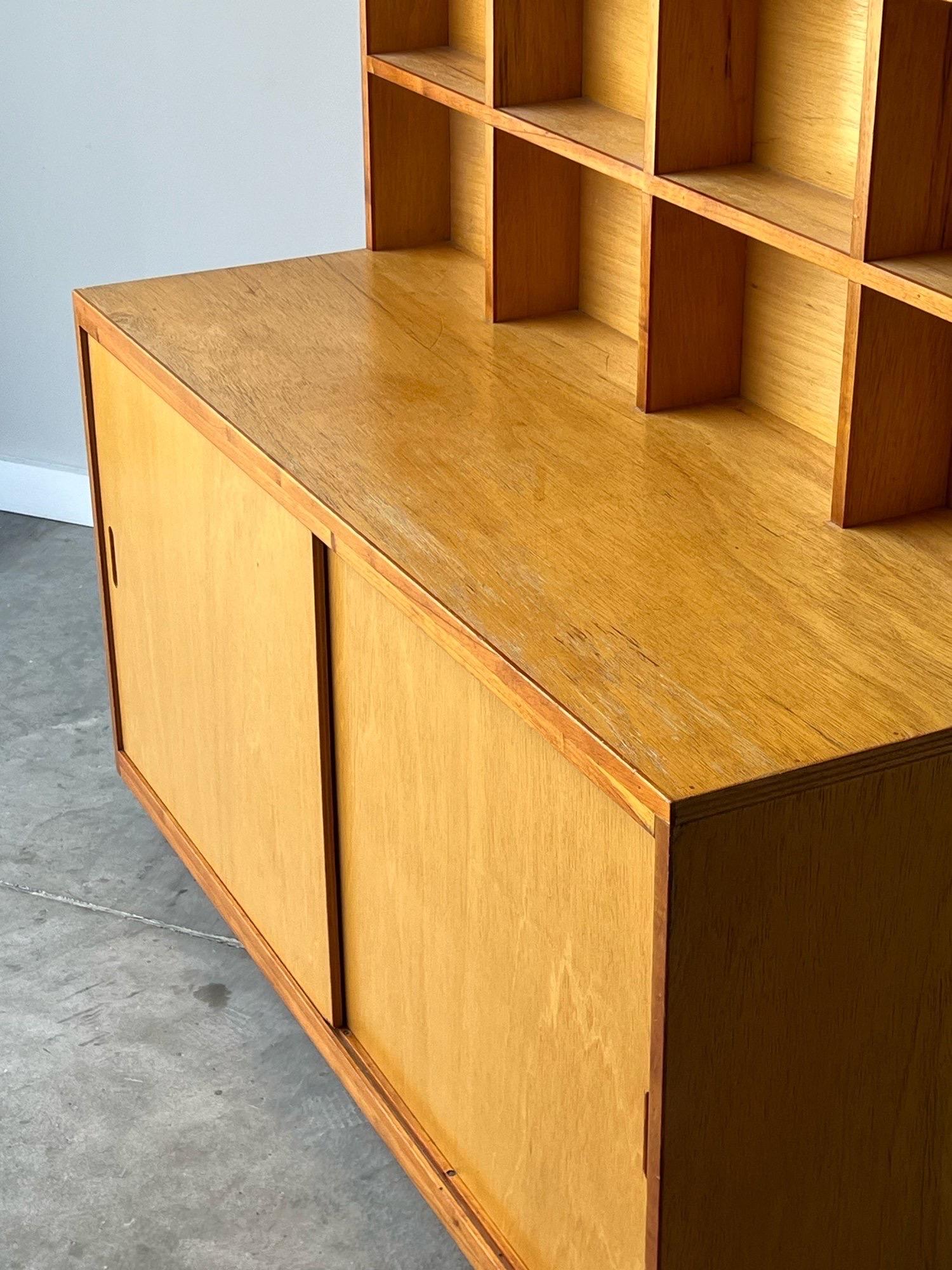Vintage Scandinavian Wood Shelf Display and Cabinet 2