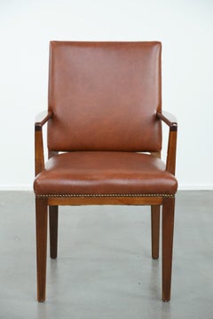 Vintage Scandinavian wooden and cowhide side/desk/chair from the 60s/70s