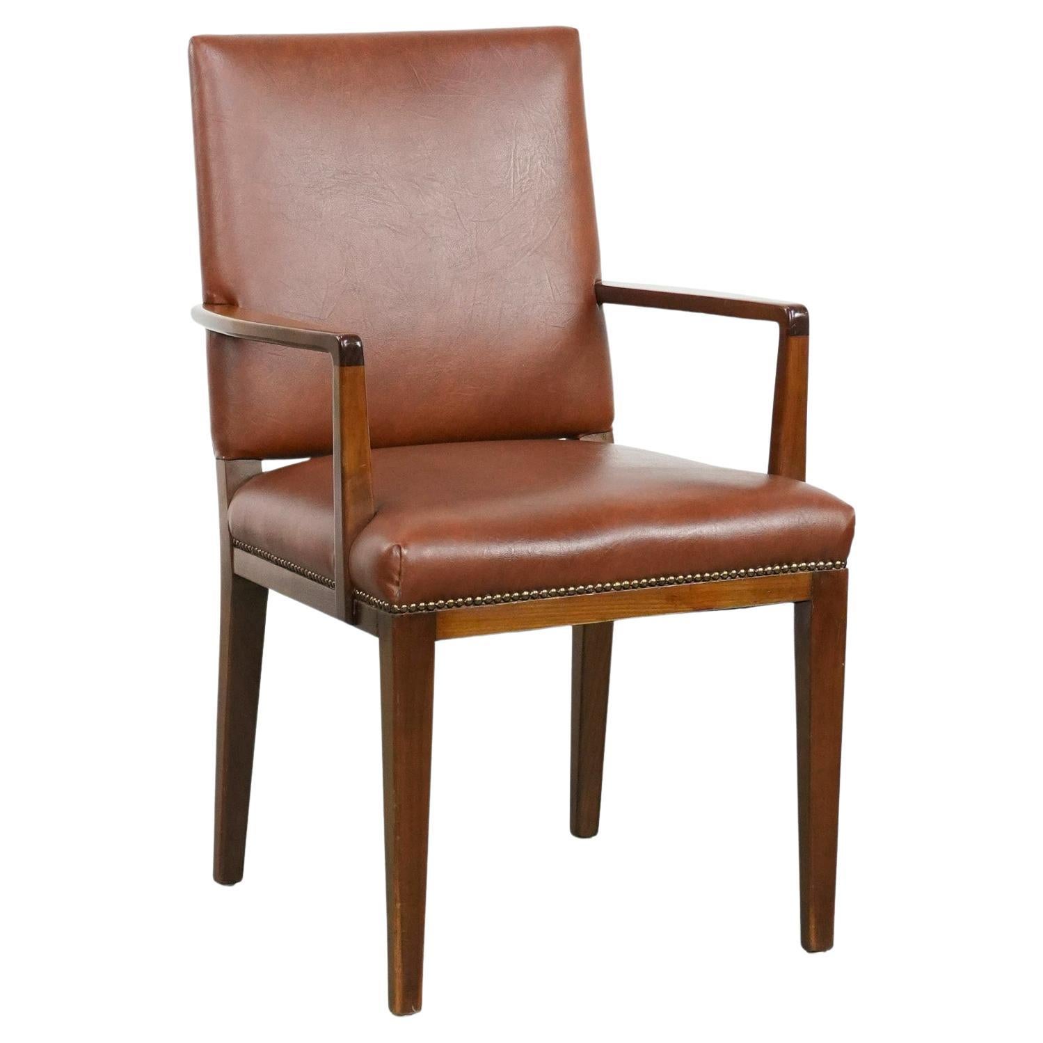 Bureau/chaise vintage scandinave en bois et peau de vache des années 60/70