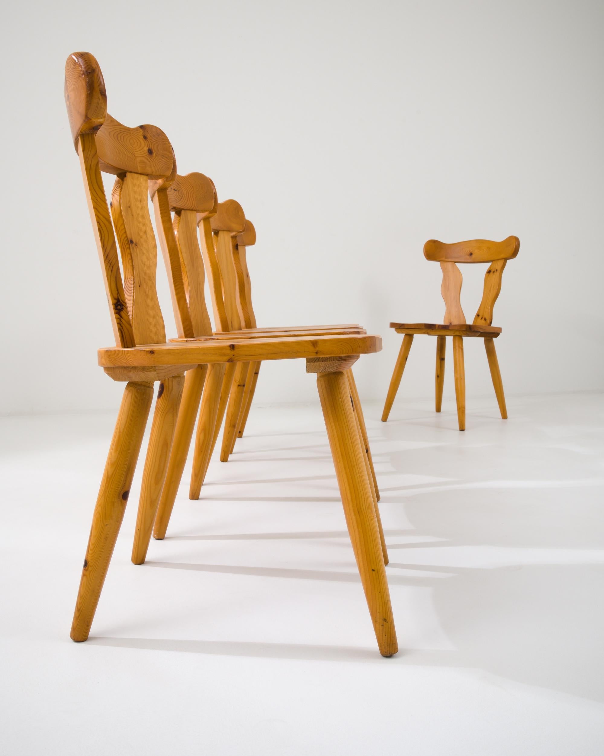 20th Century Vintage Scandinavian Wooden Dining Chairs, Set of Six