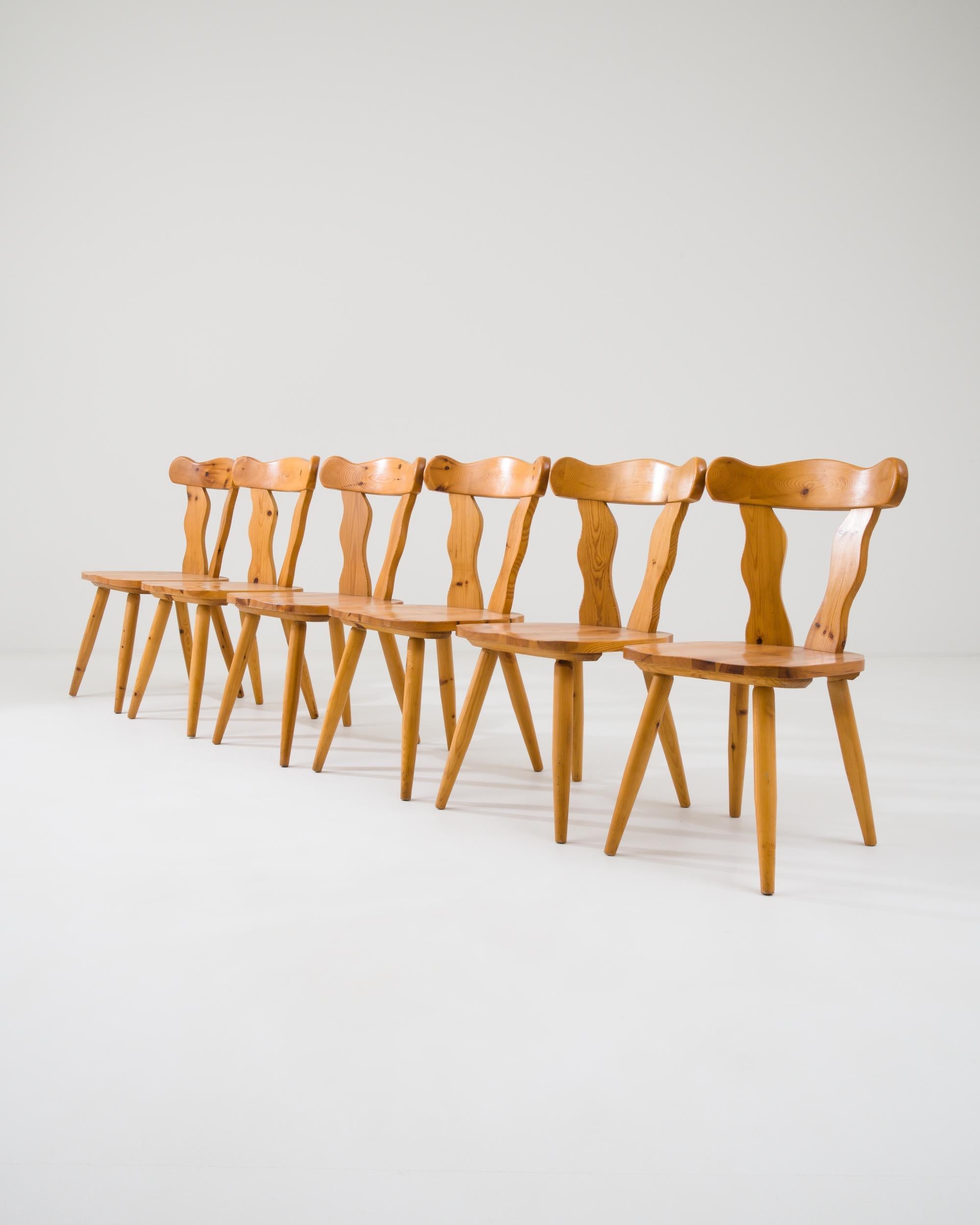 Vintage Scandinavian Wooden Dining Chairs, Set of Six 4