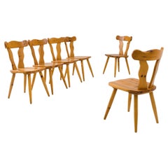 Vintage Scandinavian Wooden Dining Chairs, Set of Six