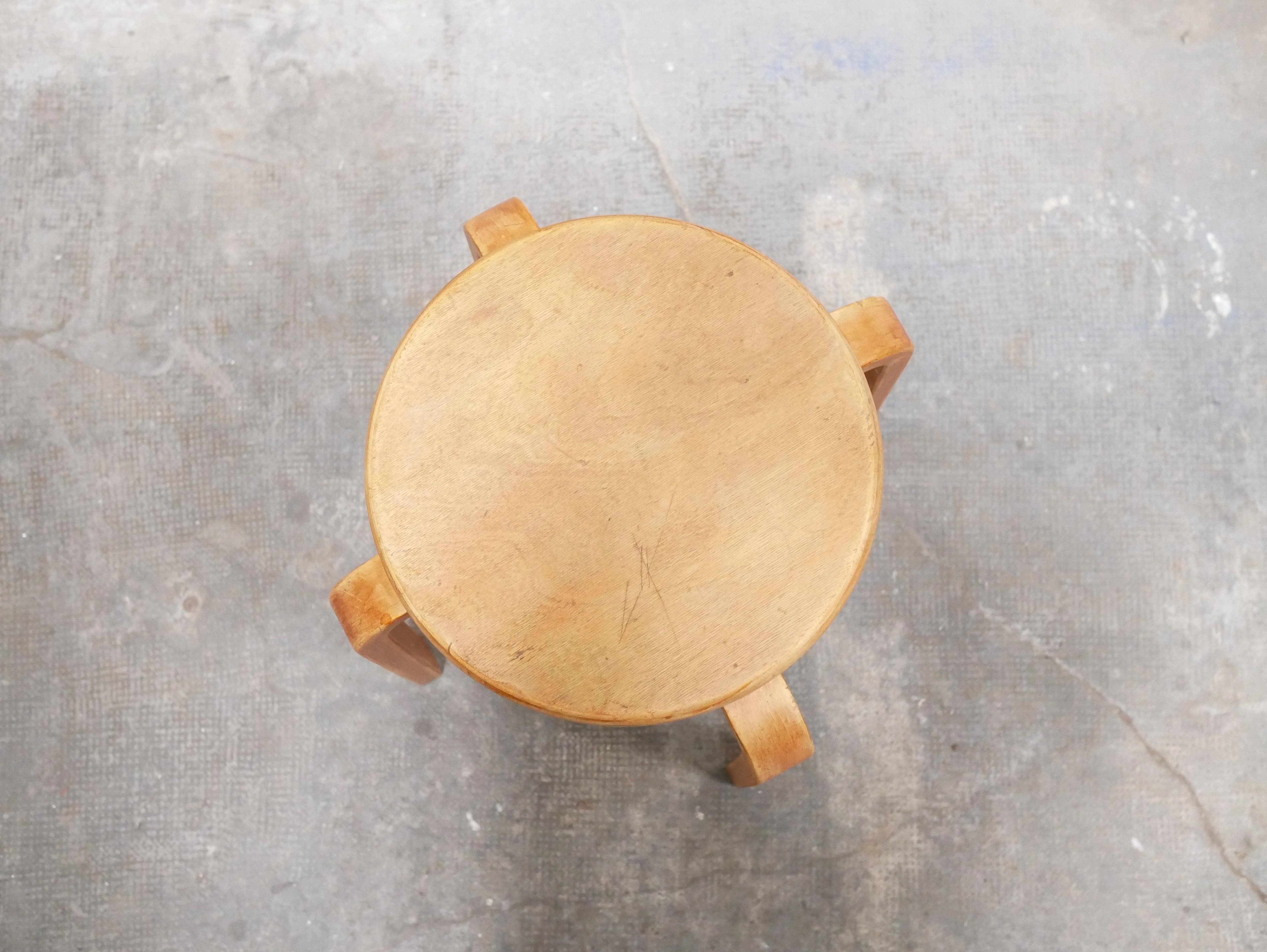 Vintage Scandinavian wooden stool at 1stDibs