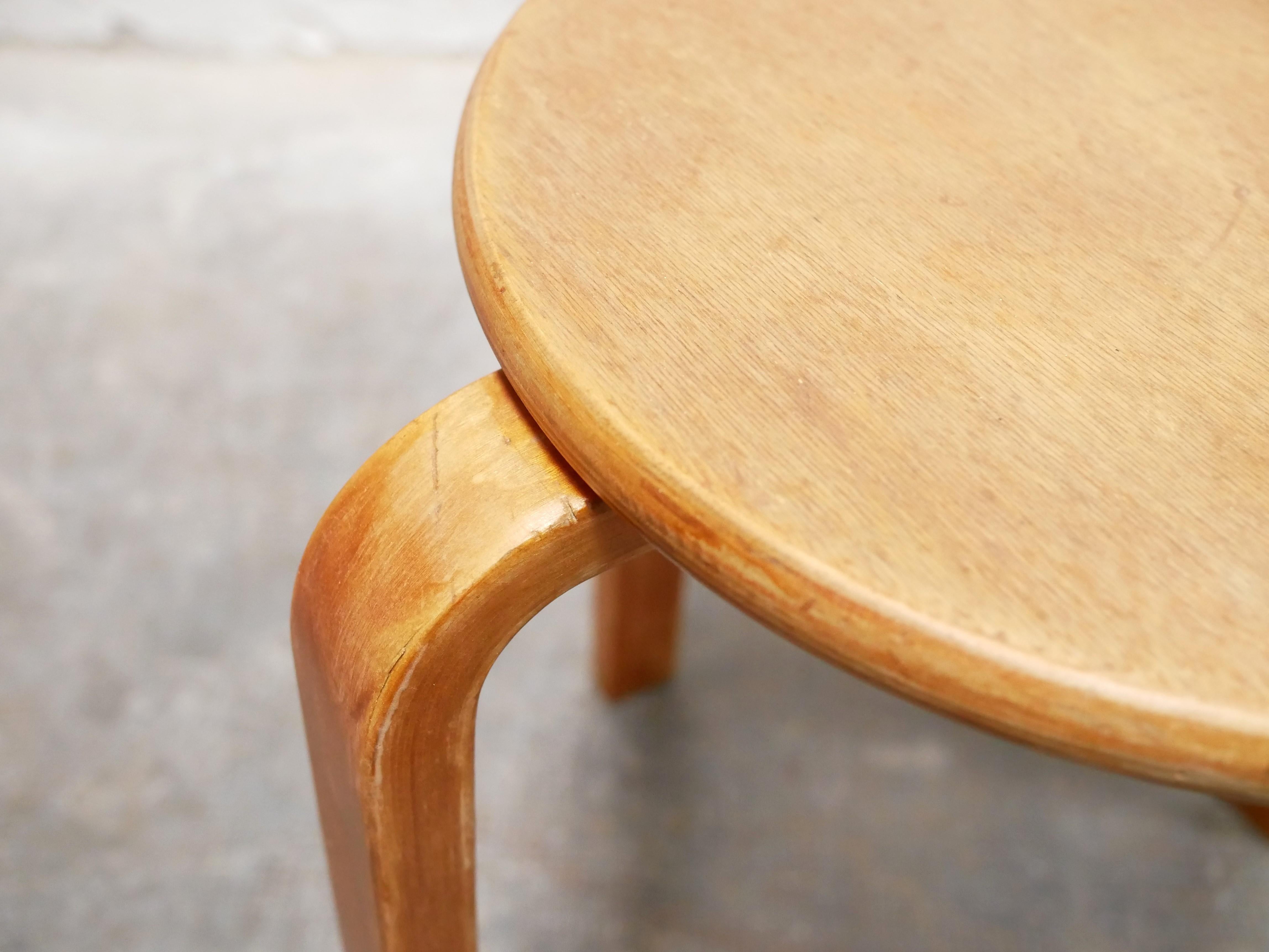 Vintage Scandinavian wooden stool at 1stDibs