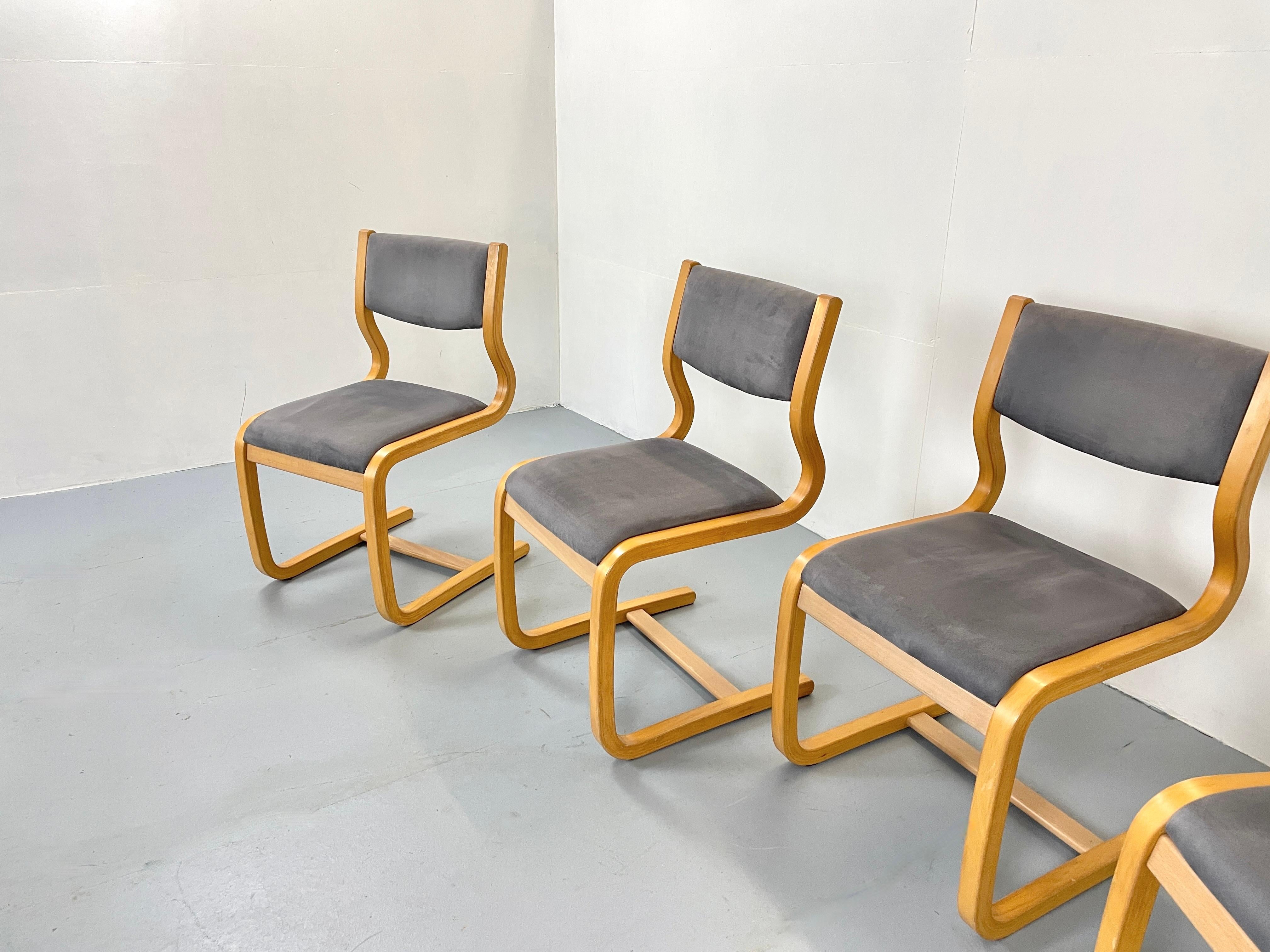 Scandinavian Vintage Scanidavian Cantilever Chairs Beech Midcentury For Sale