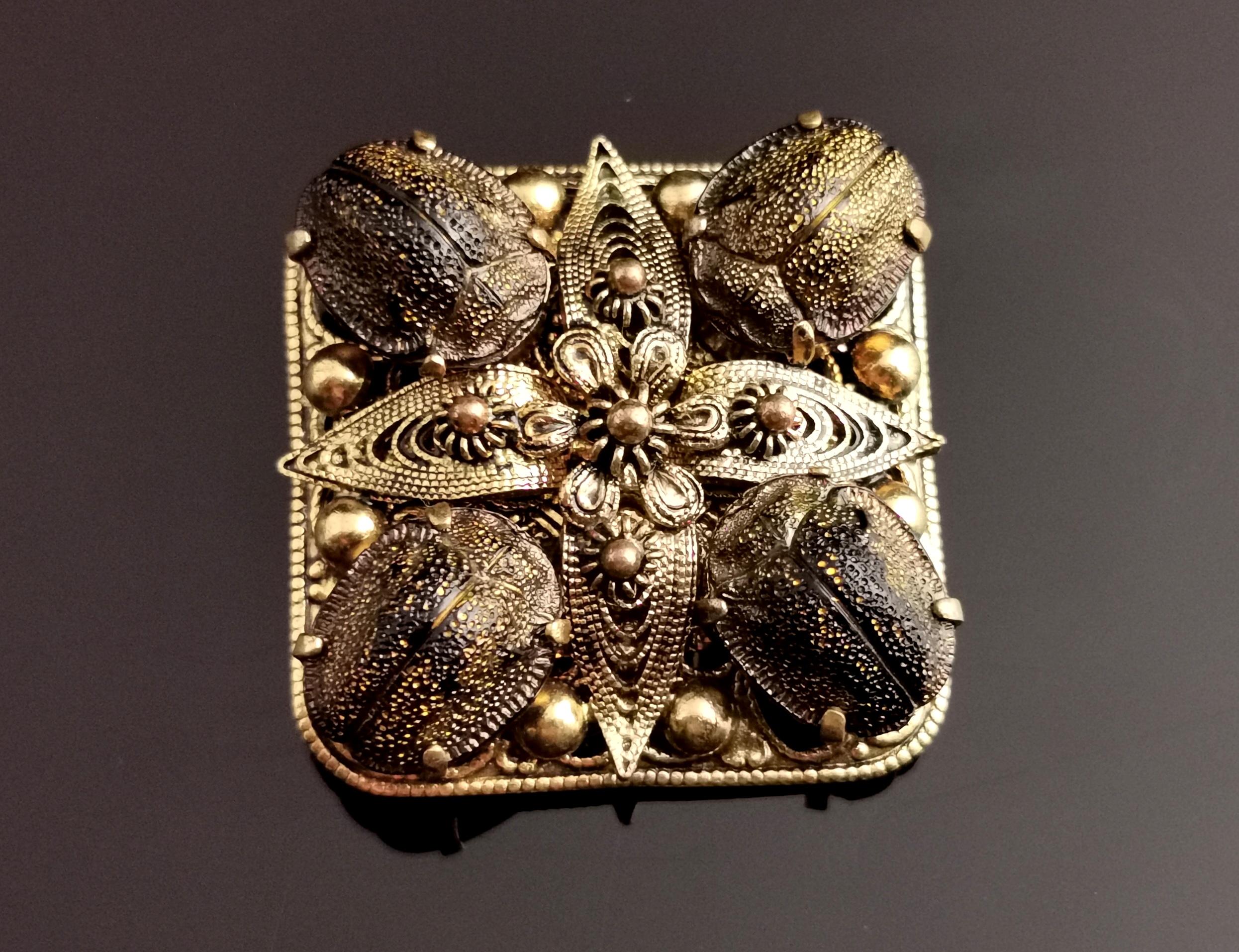 Vintage Scarab Beetle Brooch, Egyptian Revival, c1940s In Good Condition In NEWARK, GB