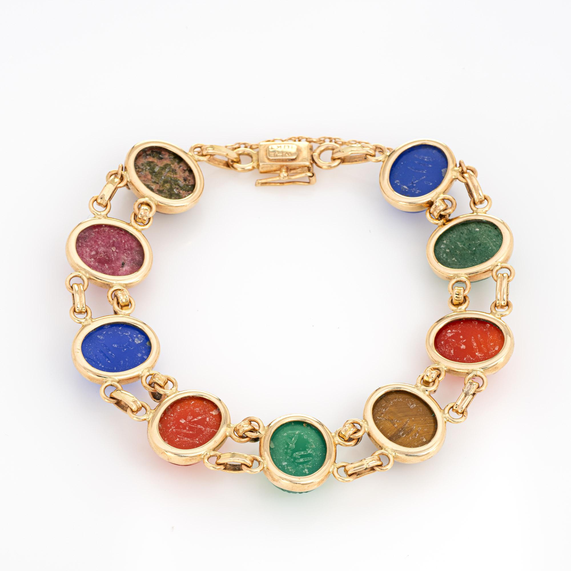 Vintage Scarab Bracelet 14k Yellow Gold Multi Charms Beetle Jewelry Fine  Estate at 1stDibs