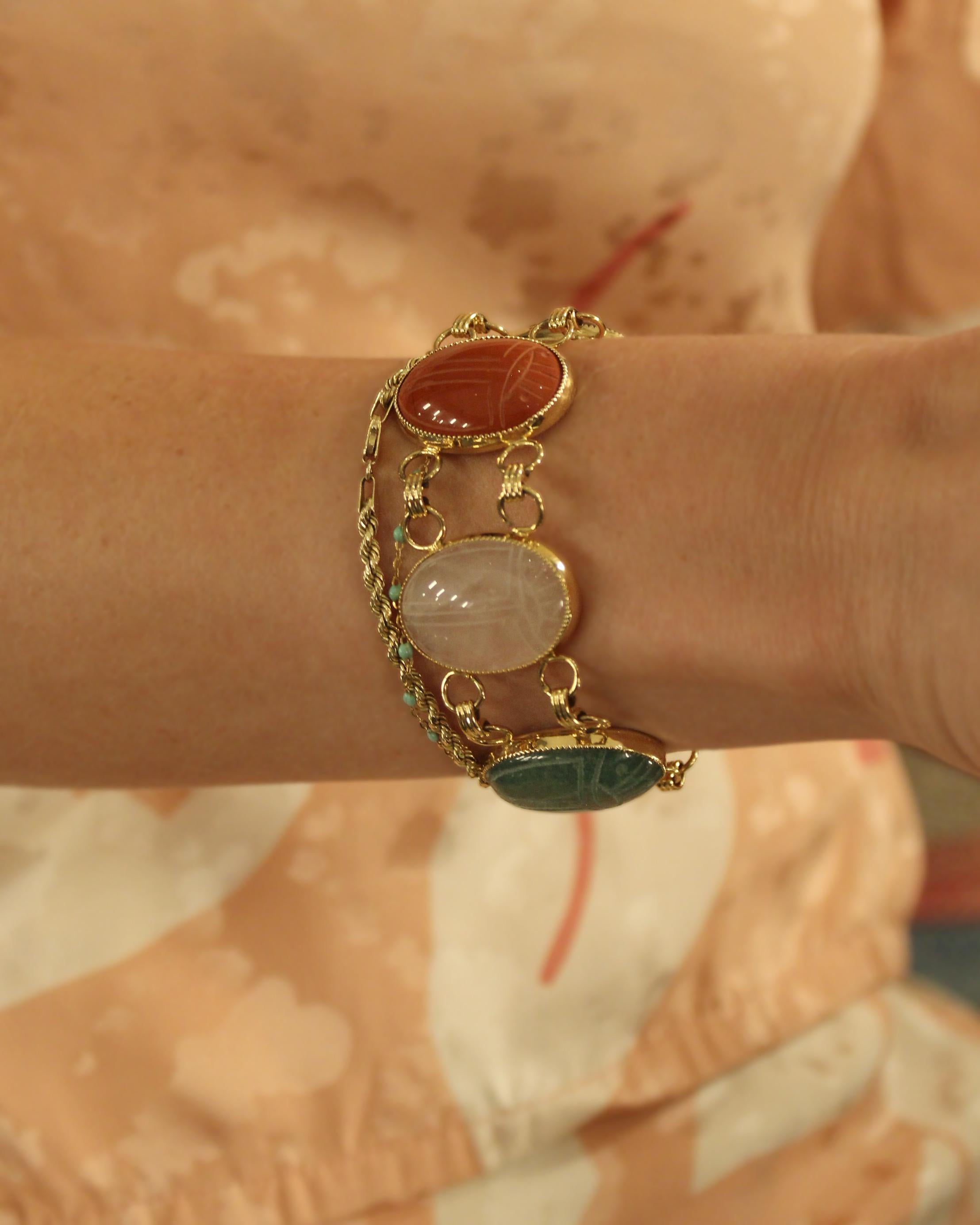 Vintage Scarab Bracelet In Excellent Condition In New York, NY