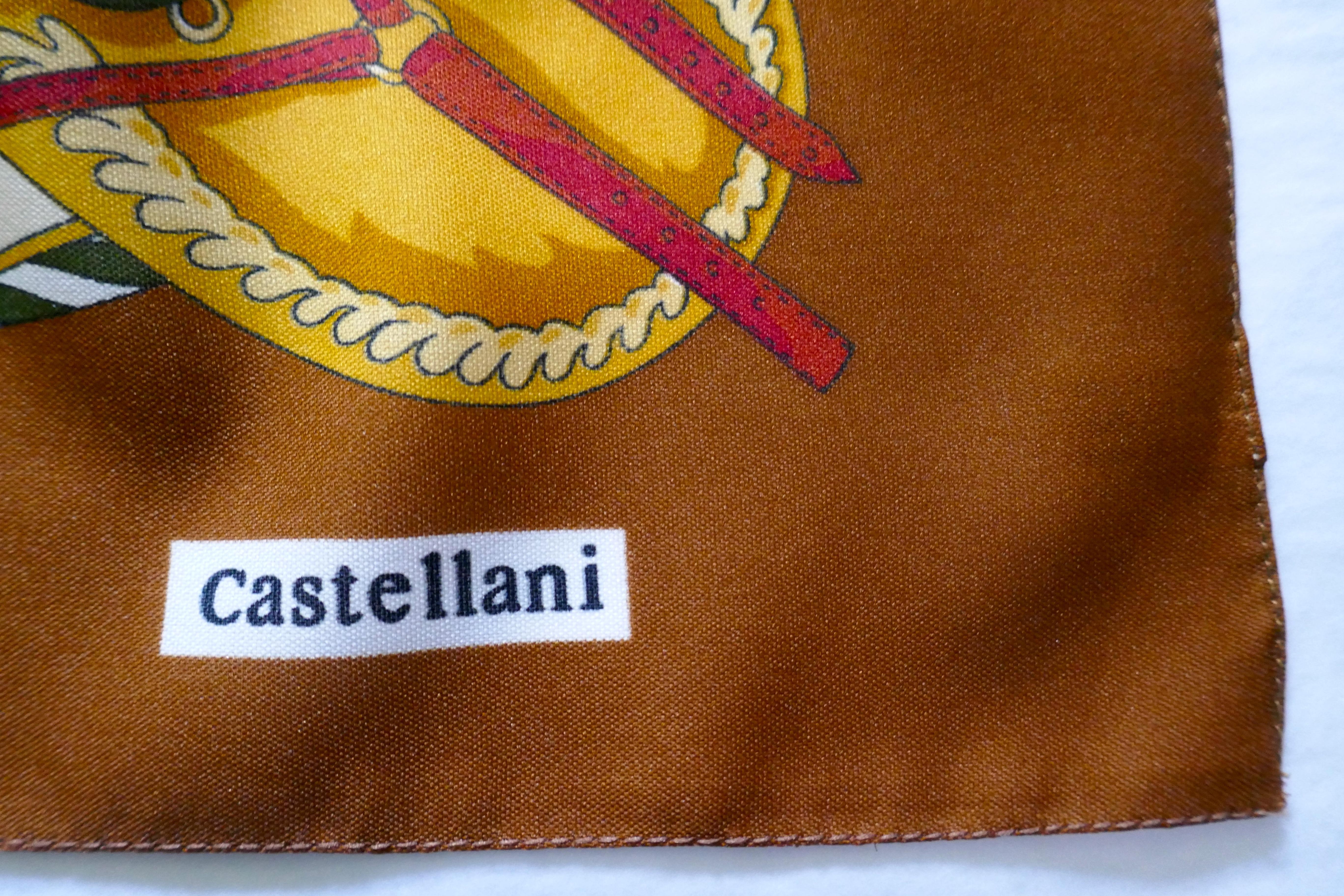 Vintage Scarf, Classic Equine Design by Castellani from the Italian Collection In Good Condition In Chillerton, Isle of Wight